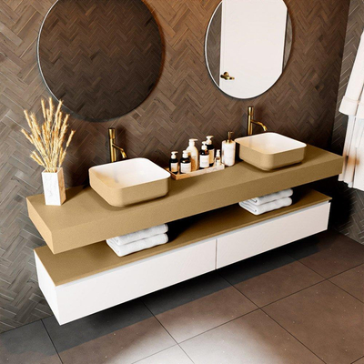 Mondiaz TOP 46 Vrijhangend Topblad - 200x46x12cm - geschikt voor waskom - Solid surface - Oro