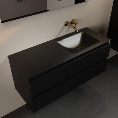 Mondiaz Aivy badmeubelset - 120x45x50cm - 0 kraangaten - 1 wasbak urban Solid surface - Rechts - 2 lades - Met spiegel - MDF Urban