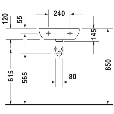 Duravit D-code fontein 450x145x340mm 0 kraangaten wit