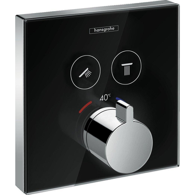 Hansgrohe Showerselect glass afdekset thermostaat voor 2 functies chroom zwart SHOWROOMMODEL