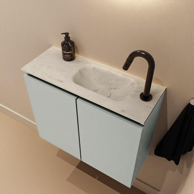 MONDIAZ TURE-DLUX 60cm toiletmeubel Greey. EDEN wastafel Opalo positie rechts. Met 1 kraangat.
