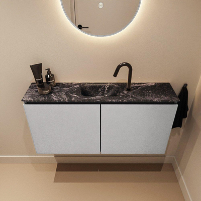MONDIAZ TURE-DLUX 100cm toiletmeubel Plata. EDEN wastafel Lava positie midden. Met 1 kraangat.