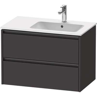 Duravit Ketho 2 wastafelonderbouwkast met 2 laden voor waskom rechts 81x48x54.9cm met grepen antraciet grafiet supermat