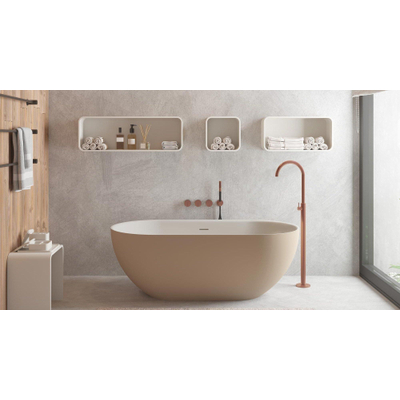 Ideavit Solidera vrijstaande badkuip - 170x80x55cm - incl. pop-up afvoer - grijsbeige mat