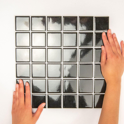 The Mosaic Factory Barcelona mozaïektegel - 30.9x30.9cm - wandtegel - Vierkant - Porselein Black Glans