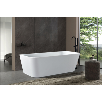ZEZA Grand half vrijstaand bad - 180x80x58cm - met afvoer - acryl - glans wit