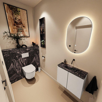 MONDIAZ TURE-DLUX 60cm toiletmeubel Linen. EDEN wastafel Lava positie midden. Zonder kraangat.