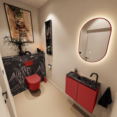 MONDIAZ TURE-DLUX 60cm toiletmeubel Fire. EDEN wastafel Lava positie rechts. Met 1 kraangat.