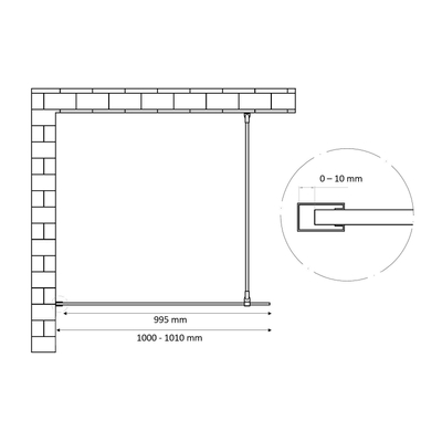 Best Design Dalis-1000 inloopdouche 100x200cm 8mm veiligheidsglas NANO Gunmetal