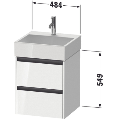 Duravit Ketho 2 wastafelonderbouwkast met 2 laden 48.4x46x54.9cm met grepen antraciet betongrijs mat