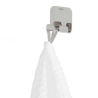 Tiger Colar Handdoekhaak - 2 haken - zelfklevend - gepolijst RVS