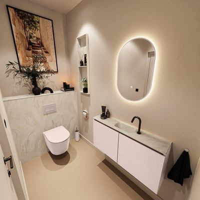 MONDIAZ TURE-DLUX 100cm toiletmeubel Rosee. EDEN wastafel Ostra positie midden. Met 1 kraangat.