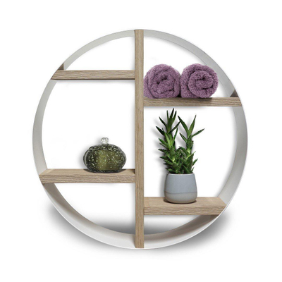 Looox Wood collection Wooden BoX opbouwnis rond mat wit Ø50x14cm eiken old grey