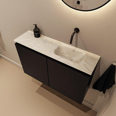 MONDIAZ TURE-DLUX 80cm toiletmeubel Urban. EDEN wastafel Ostra positie rechts. Zonder kraangat.