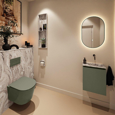 MONDIAZ TURE-DLUX 40cm toiletmeubel Army. EDEN wastafel Glace positie rechts. Zonder kraangat.