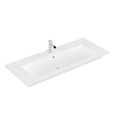 Villeroy en Boch Venticello meubelwastafel met 1 kraangat doorgestoken 120x50cm (geschikt voor 3 kraangaten) met overloop ceramic+ wit