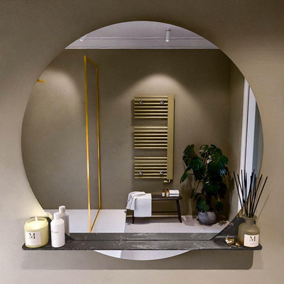 Mondiaz SPOT Badkamerspiegel - rond 120cm - spiegelplanchet - kleur Lava