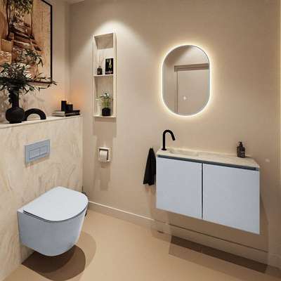 MONDIAZ TURE-DLUX 80cm toiletmeubel Clay. EDEN wastafel Ostra positie links. Met 1 kraangat.