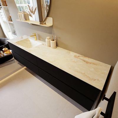 MONDIAZ VICA-DLUX Badkamermeubelset - 200cm - onderkast urban - 4 lades - inbouw wastafel cloud links - 1 kraangat - 60cm hoge versie - frape