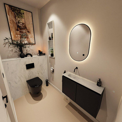 MONDIAZ TURE-DLUX 80cm toiletmeubel Urban. EDEN wastafel Opalo positie links. Zonder kraangat.