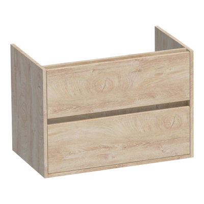 BRAUER Adore wastafelonderkast - 80x46x55cm - 2 softclose lades - greeploos - 1 sifon uitsparing - Forest Wheat