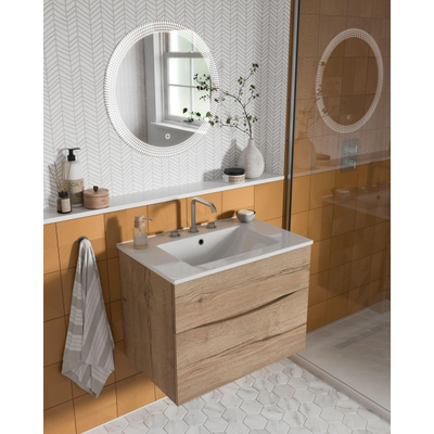 Crosswater Glide II Wastafelonderkast - 70x45x52cm - 2 lades - greeploos - softclose - windsor oak
