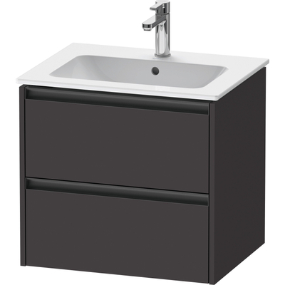 Duravit Ketho 2 wastafelonderbouwkast met 2 laden 61x48x55cm met grepen antraciet grafiet supermat