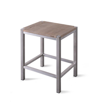 Looox Wood collection douche stool 35x30x45 met frame RVS geborsteld eiken RVS geborsteld