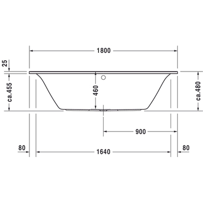 Duravit Darling New kunststof bad acryl rechthoekig met 2 rugsteunen 180x80x48cm zonder poten wit