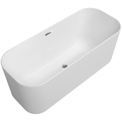 Villeroy & Boch Finion kunststof vrijstaand duobad quaryl ovaal 170x70x48cm incl. push-to-open afvoerplug + overloop chroom/wit