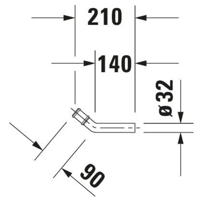 Duravit Divers architec muurbuis 5/4" m. bocht 32mm chroom