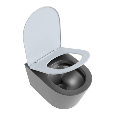 MONDIAZ LAVIE wandclosetpack - 36x53cm - diepspoel - rimless - Dark grey (grijs) - softclose - quick-release - toiletzitting - clay (blauw)