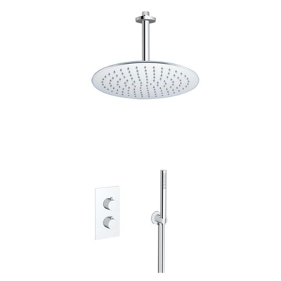 Fortifura Calvi Inbouw Regendoucheset - thermostatisch - plafondarm - 30cm hoofddouche - staaf handdouche - gladde doucheslang - chroom