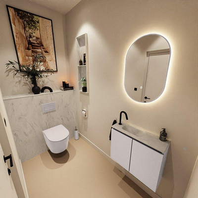 MONDIAZ TURE-DLUX 60cm toiletmeubel Cale. EDEN wastafel Opalo positie links. Met 1 kraangat.