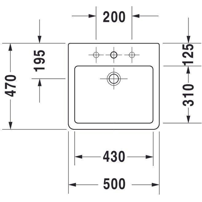 Duravit Vero opbouwwastafel onderzijde geslepen met bevestiging 50x47cm met kraangat en overloop met wondergliss wit