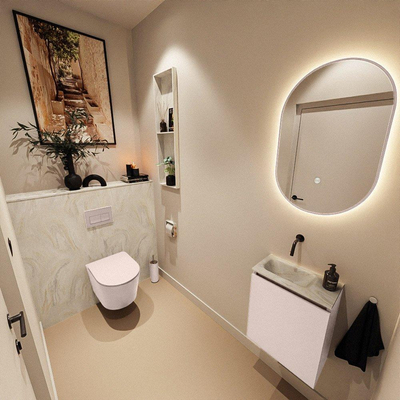 MONDIAZ TURE-DLUX 40cm toiletmeubel Rosee. EDEN wastafel Ostra positie links. Zonder kraangat.