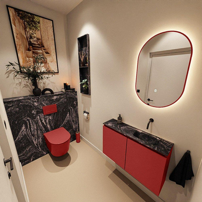 MONDIAZ TURE-DLUX 80cm toiletmeubel Fire. EDEN wastafel Lava positie rechts. Zonder kraangat.