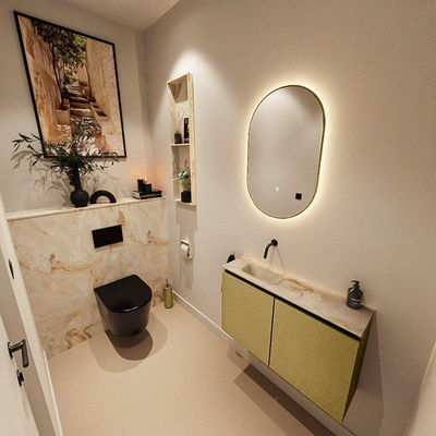 MONDIAZ TURE-DLUX 80cm toiletmeubel Oro. EDEN wastafel Frappe positie links. Zonder kraangat.