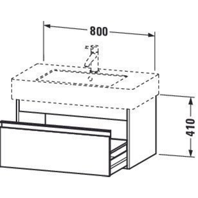 Duravit Ketho Wastafelonderkast 80x45.5x41cm 1 lade Standaard greep met softclose spaanplaat Basalt Mat