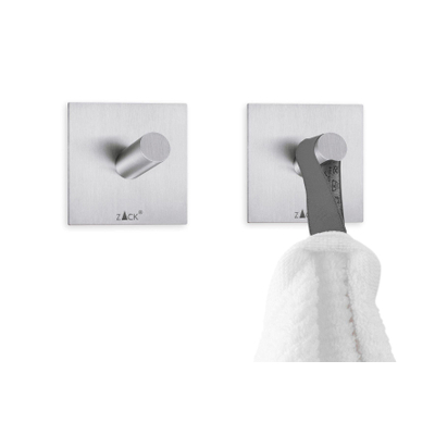 Zack Peco handdoekhaak 4.2x4.2cm vierkant zelfklevend Mat Geborsteld RVS set van 2
