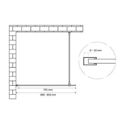 Best Design Dalis-800 inloopdouche 80x200cm 8mm veiligheidsglas NANO RVS