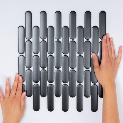 The Mosaic Factory Sevilla mozaïektegel - 30x30cm - wand en vloertegel - Ovaal - Porselein Black Mat