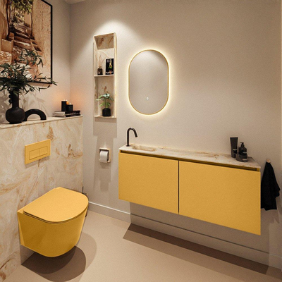 MONDIAZ TURE-DLUX 120cm toiletmeubel Ocher. EDEN wastafel Frappe positie links. Met 1 kraangat.