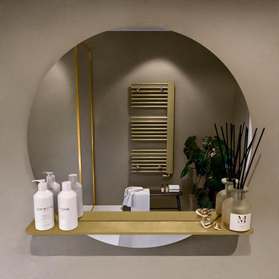 Mondiaz SPOT Badkamerspiegel - rond 80cm - spiegelplanchet - kleur Oro