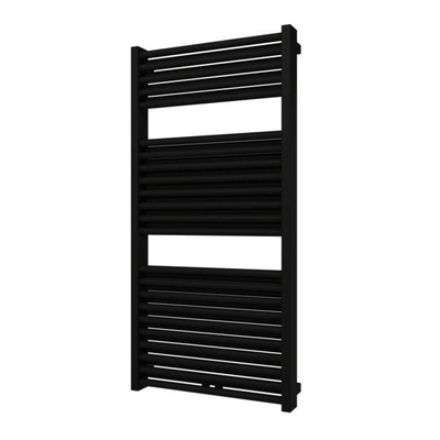 Plieger Imola M designradiator horizontaal met middenaansluiting 1230x600mm 943W mat zwart