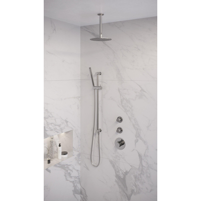 Brauer Chrome Edition Regendoucheset inbouw - hoofddouche 20cm - plafondarm 20cm - 3 gladde knoppen - handdouche staaf 1 stand - chroom