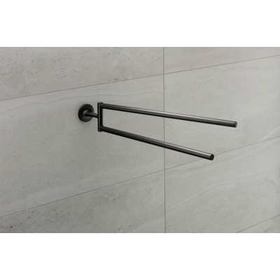 Duravit Starck T Handdoekhouder - 2 stangen - 46.5cm - draaibaar - zwart mat