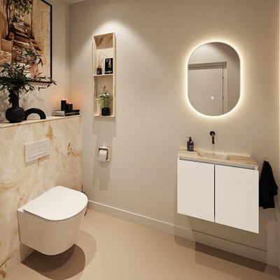 MONDIAZ TURE-DLUX 60cm toiletmeubel Talc. EDEN wastafel Frappe positie midden. Zonder kraangat.