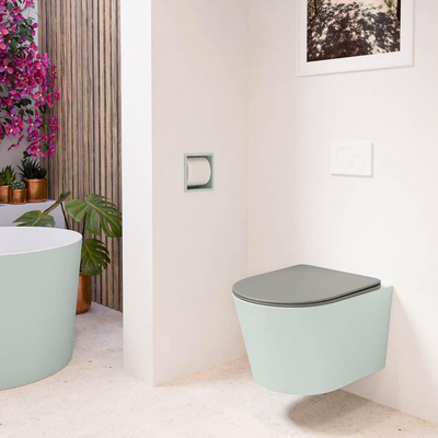 MONDIAZ LAVIE wandclosetpack - 36x53cm - diepspoel - rimless - Greey (grijs) - softclose - quick-release - toiletzitting - Smoke (grijs)