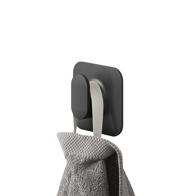 Tiger Carv Handdoekhaak - enkel - zelfklevend - zwart